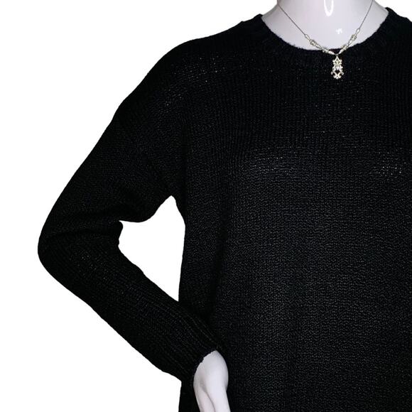 Forever 21 Sweater Top Black Knitted Size Small Long Sleeve Round Neckline - Picture 3 of 7